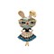 Wrapables Vintage Crystal Rhinestone Rabbit with Glasses and Skirt Brooch Pin, Blue